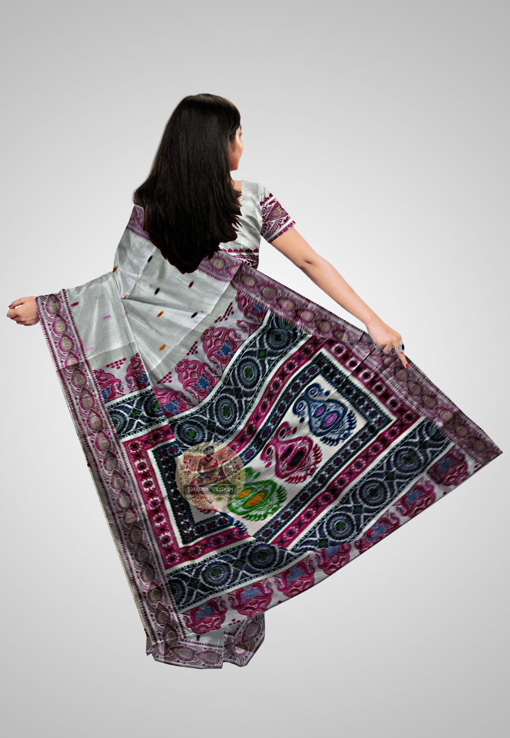 Buy Baluchari Silk Saree online – Heritage Handloom Baluchari Silk rear view