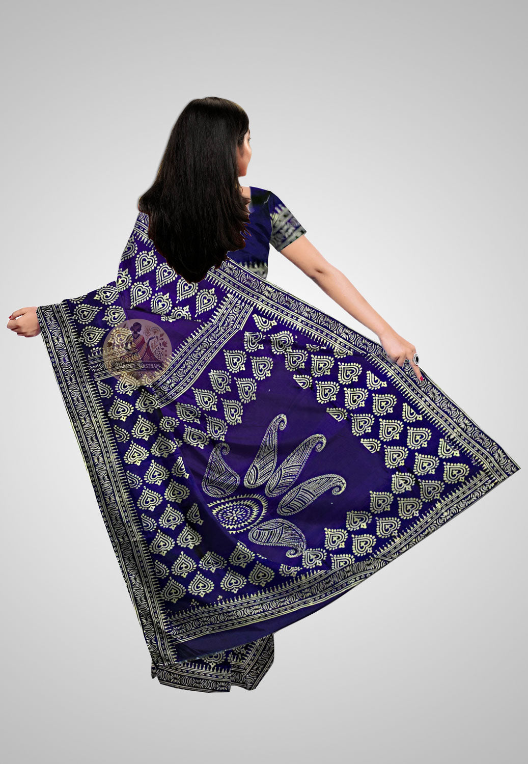 Traditional pure silk saree with rich artistic detail