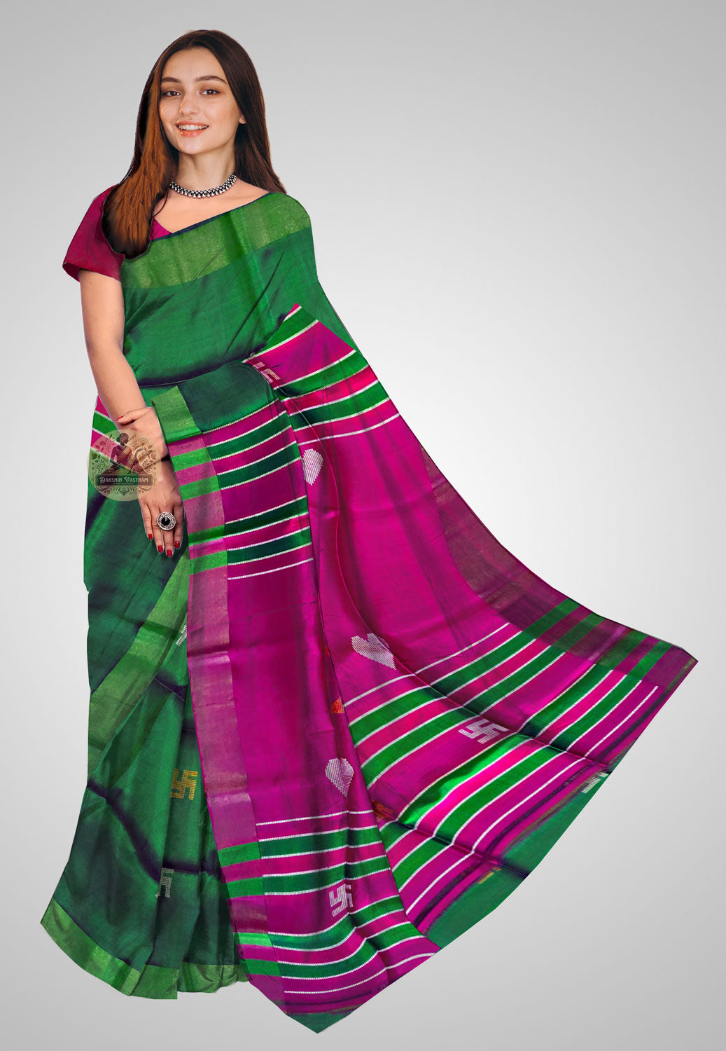 Elegant pure Katan silk saree with flawless draping
