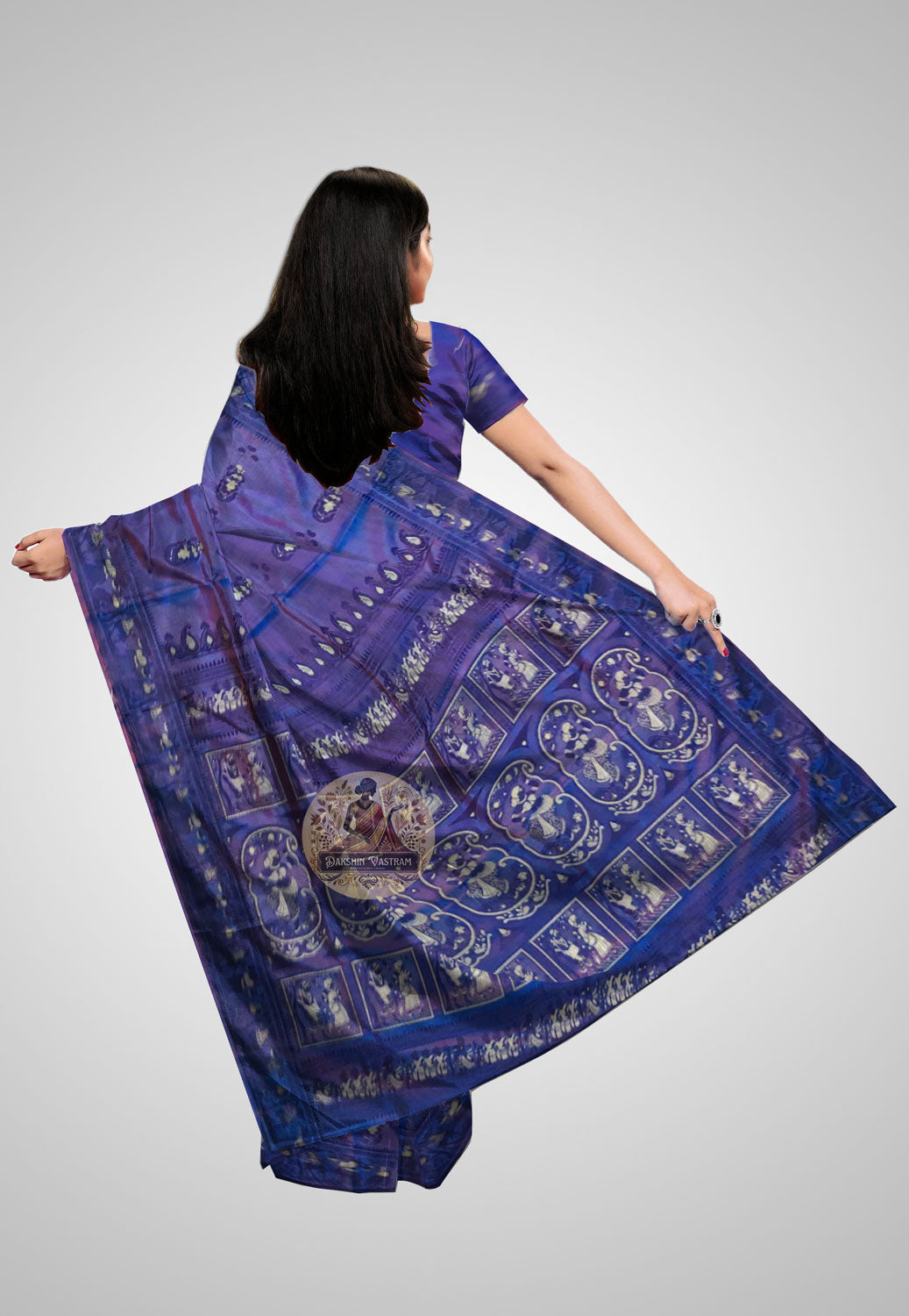 Buy Baluchari Silk Saree online – Elegant Handloom Baluchari Silk rear view