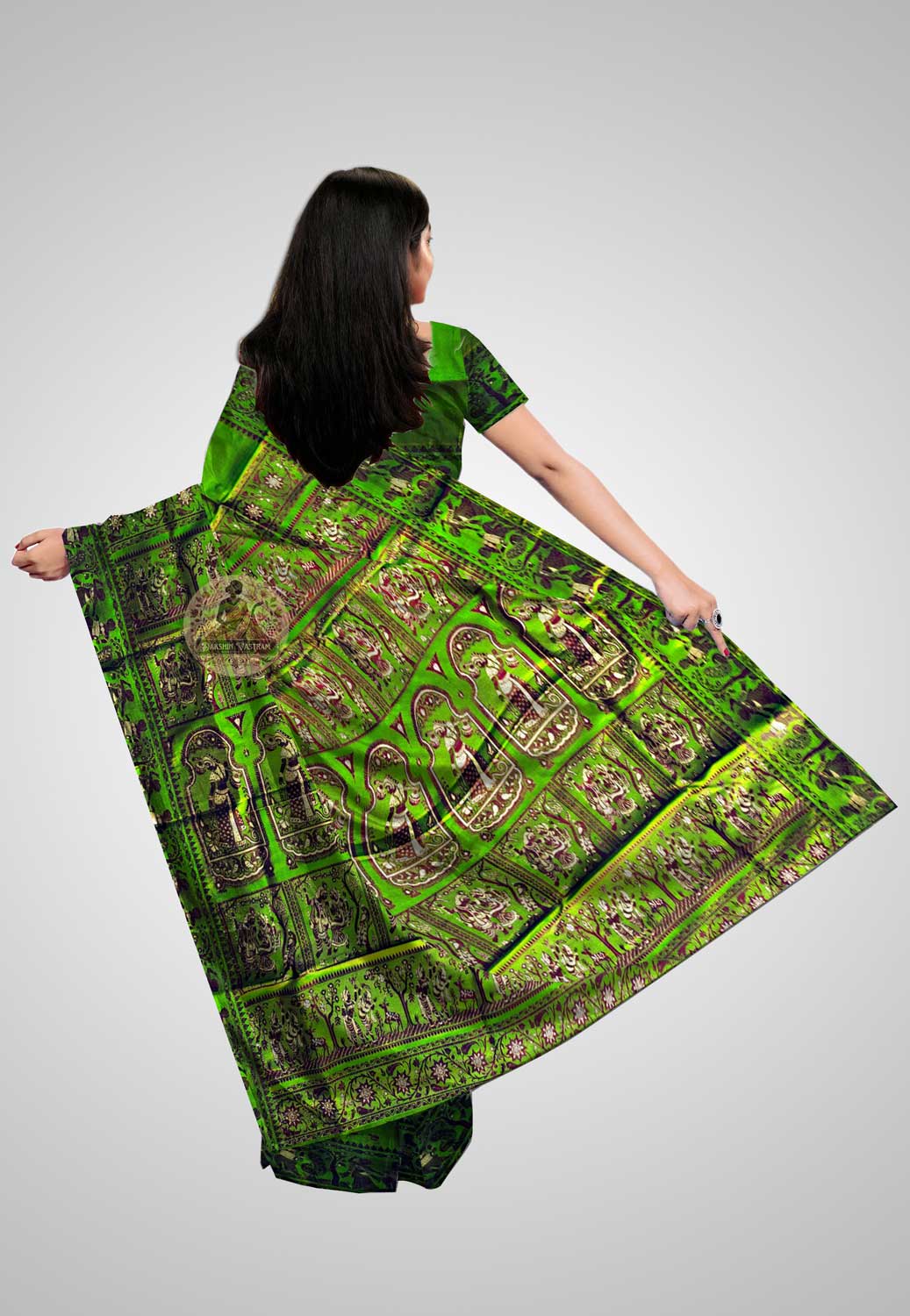 Luxurious pure silk saree with smooth and shimmering texture