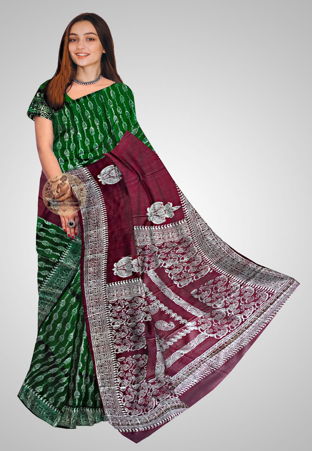 Buy Bishnupuri Katan Silk Saree online – Bishnupuri Katan Silk Saree front view