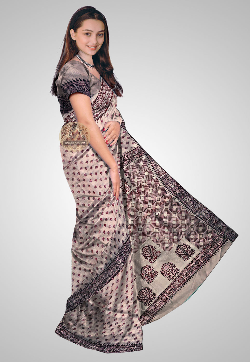 Buy Bishnupuri Katan Silk Saree online – Bishnupuri Katan Silk Saree side view