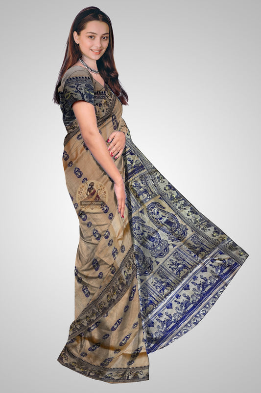 Shop Baluchari Saree online – Side view highlighting woven motifs