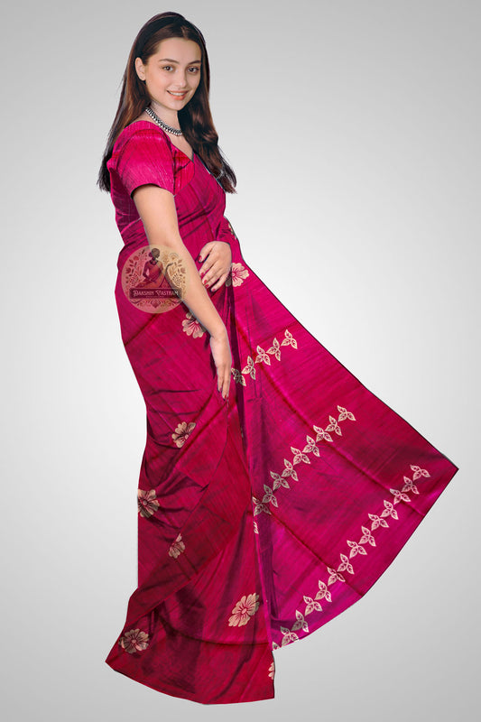 Shop Raw Silk Saree online – Side profile highlighting rustic charm