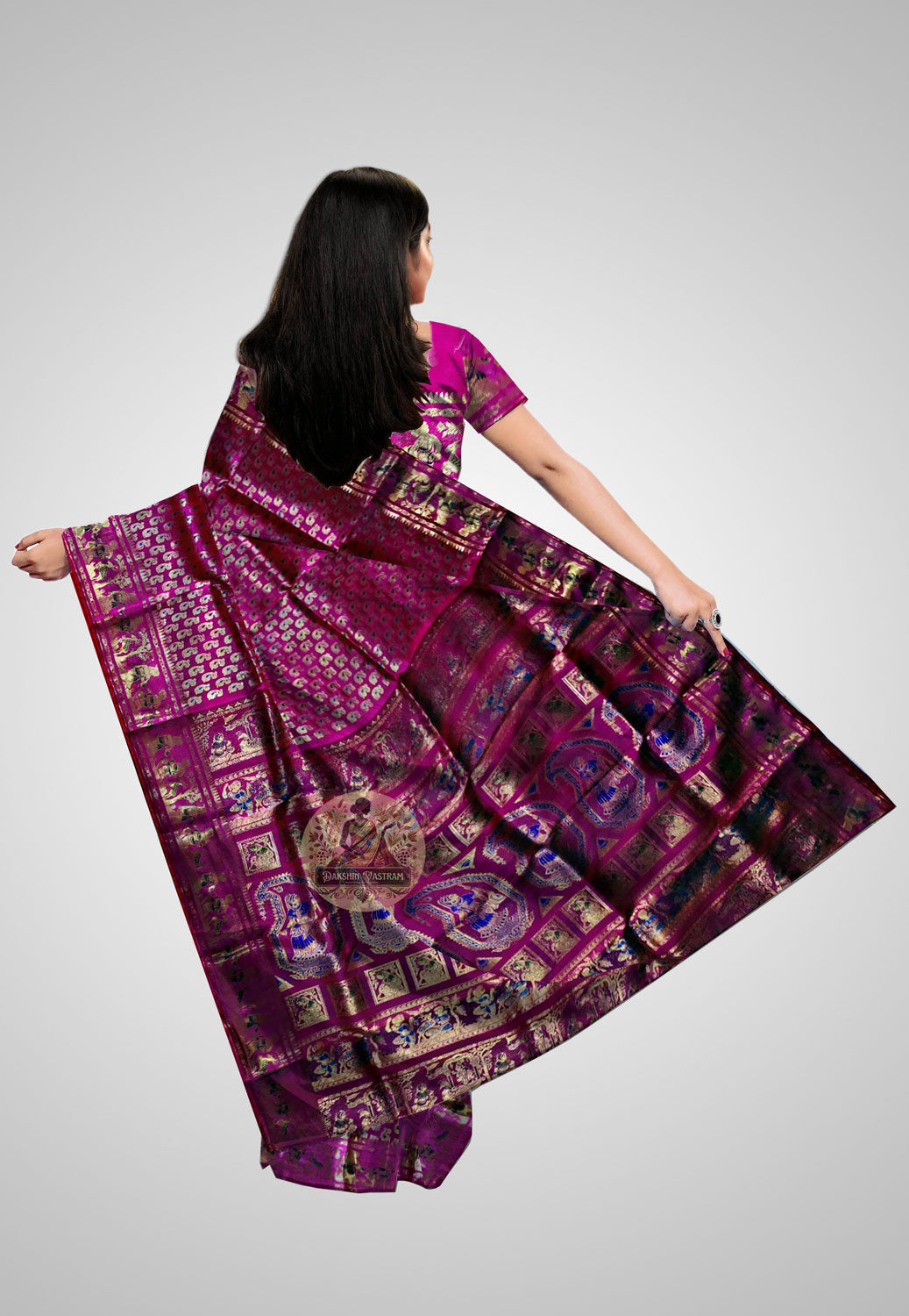 Buy Swarnachari Silk Saree online – Elegant Handloom Swarnachari Silk rear view