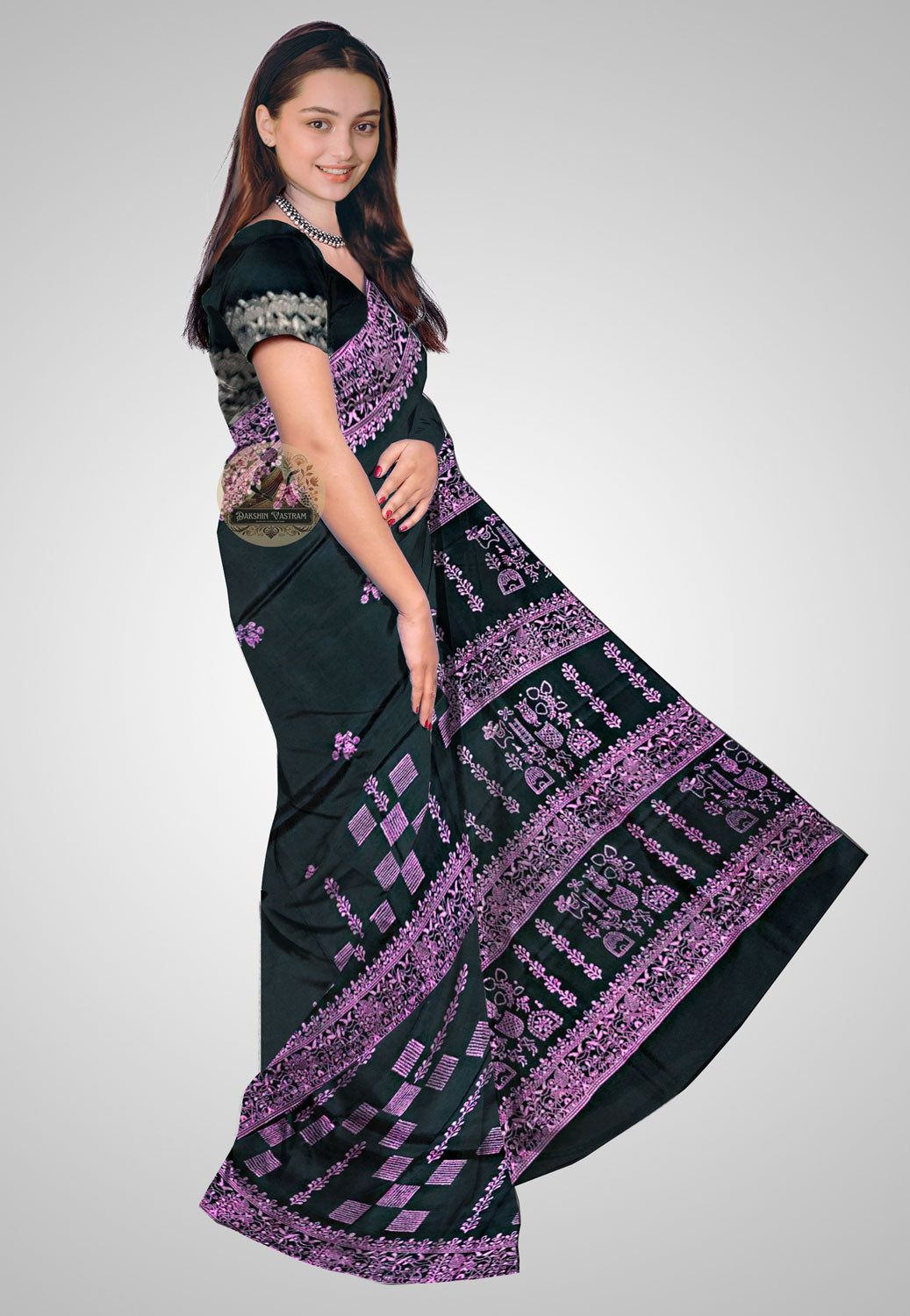 Traditional silk saree with refined handwoven detailing