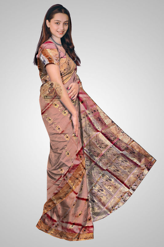 Shop Bengal Swarnachari Saree online – Side profile showing weave and texture