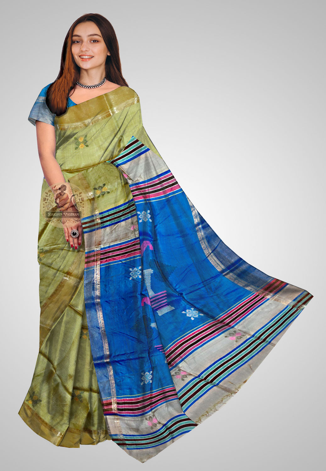 Opulent Bishnupuri Pure Katan silk saree with rich texture