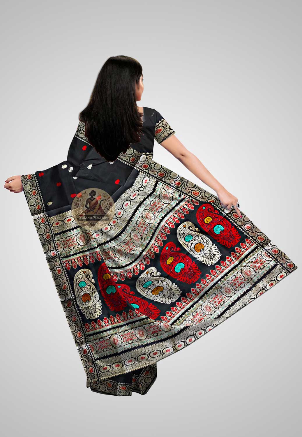 Buy Baluchari Silk Saree online – Handloom Baluchari Pure Silk Saree rear view