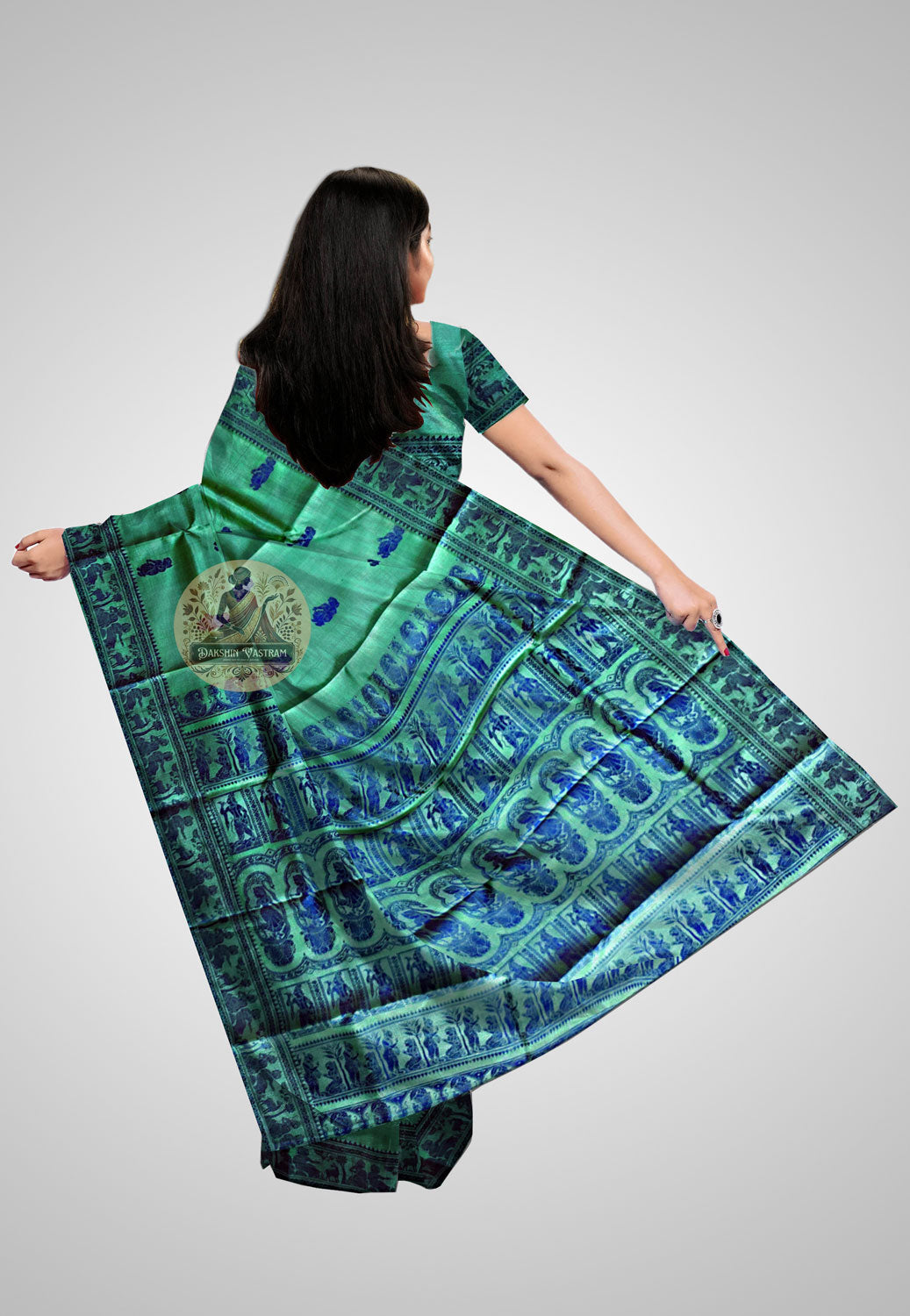 Buy Baluchari Silk Saree online – Handloom Baluchari Pure Silk Saree rear view