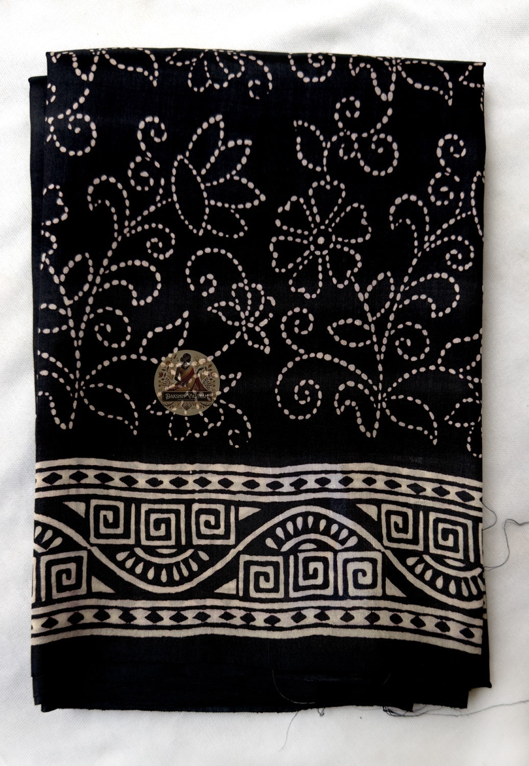 Close-up of champa flower butis woven into pallu of Bishnupur Katan Silk Saree, Bengal artisan handloom