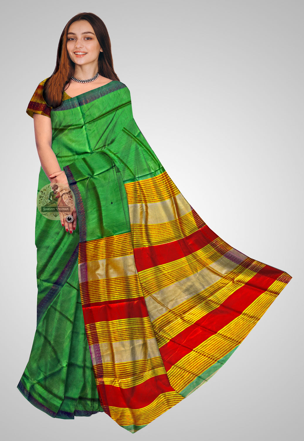Pure silk saree with luxurious flow and traditional charm