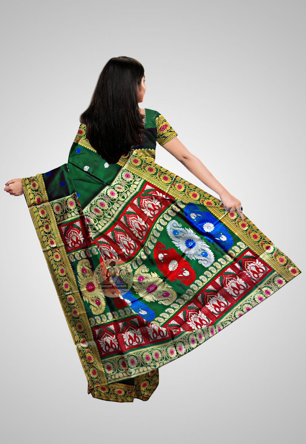 Buy Baluchari Silk Saree online – Exquisite Handloom Baluchari rear view