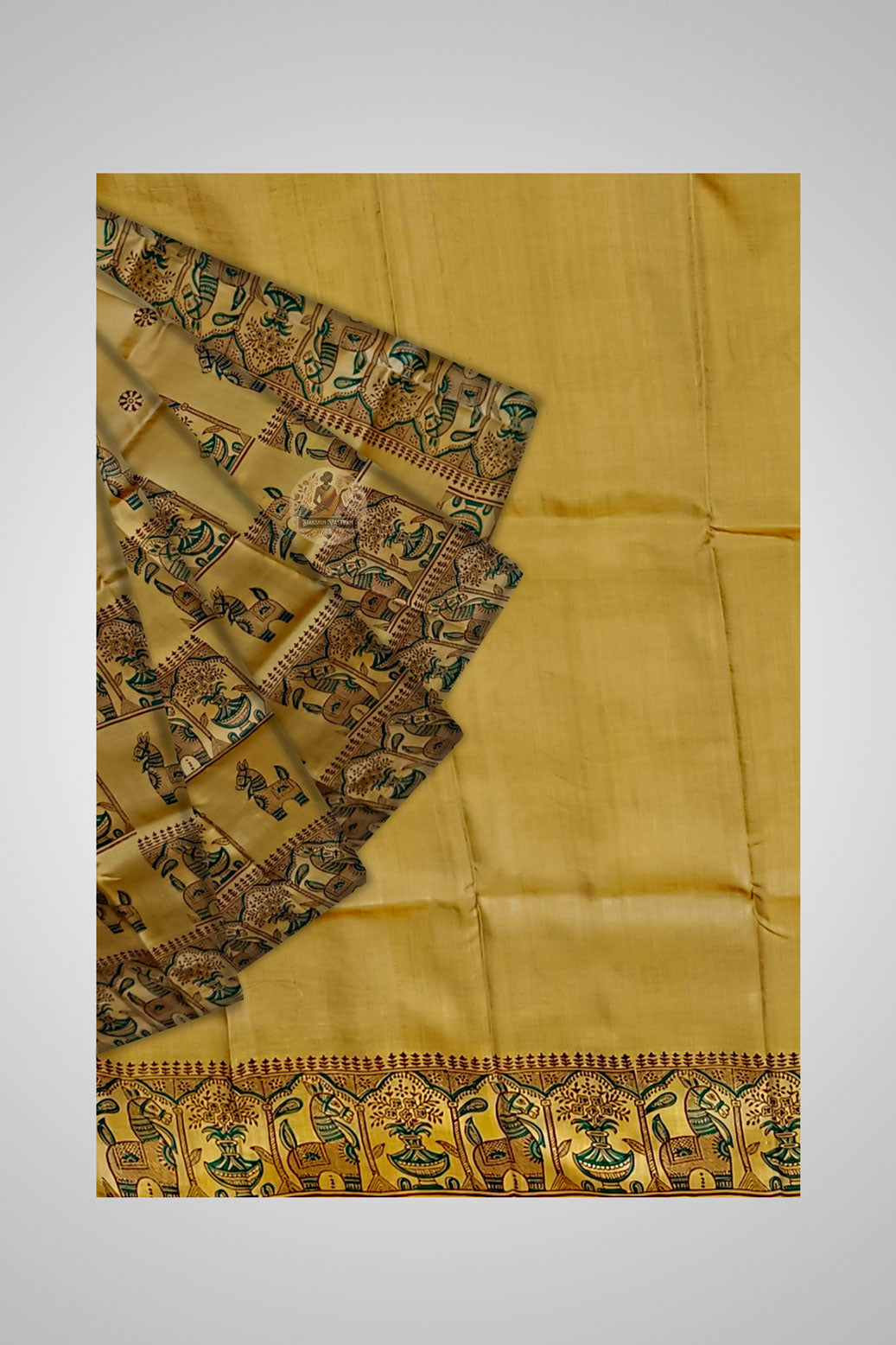 Shop Indian Silk Saree – Handwoven block detail close-up