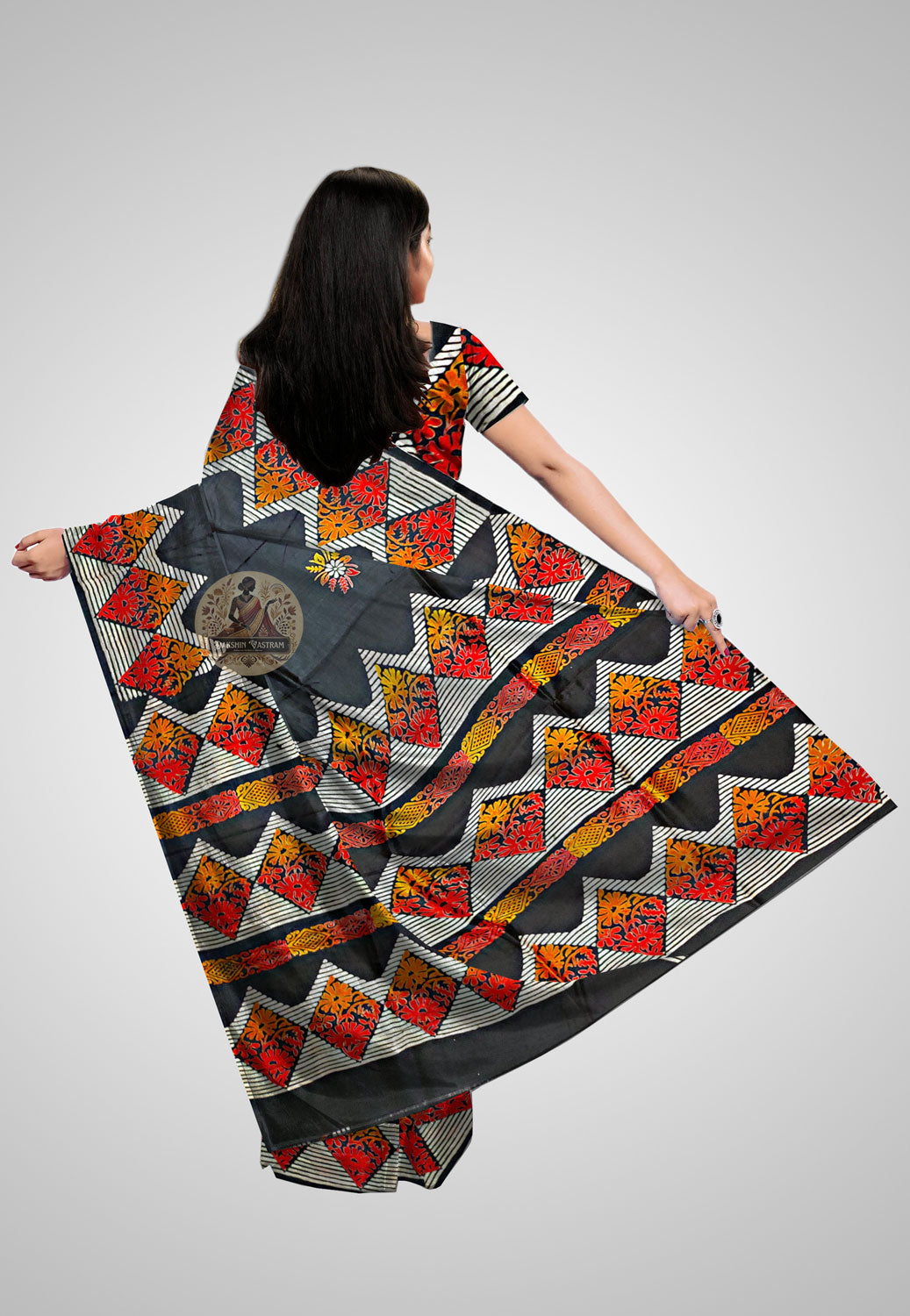 Buy Bishnupuri Katan Silk Saree online – Bishnupuri Katan Silk Saree rear view