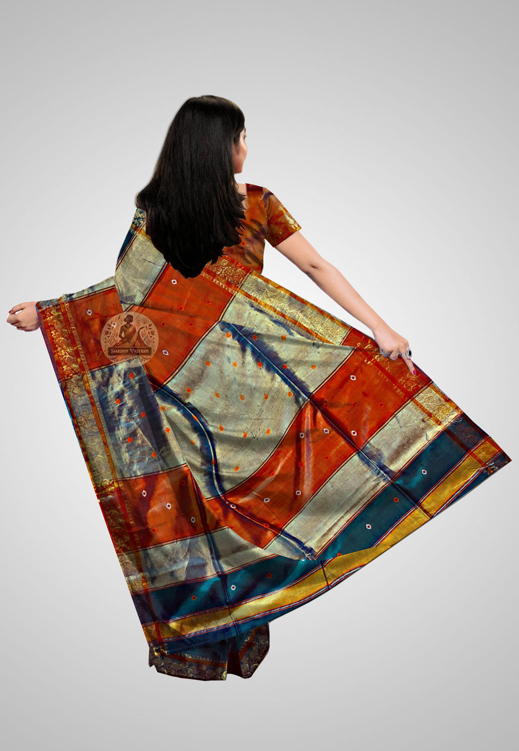 Handcrafted Katan silk saree for weddings and festive wear