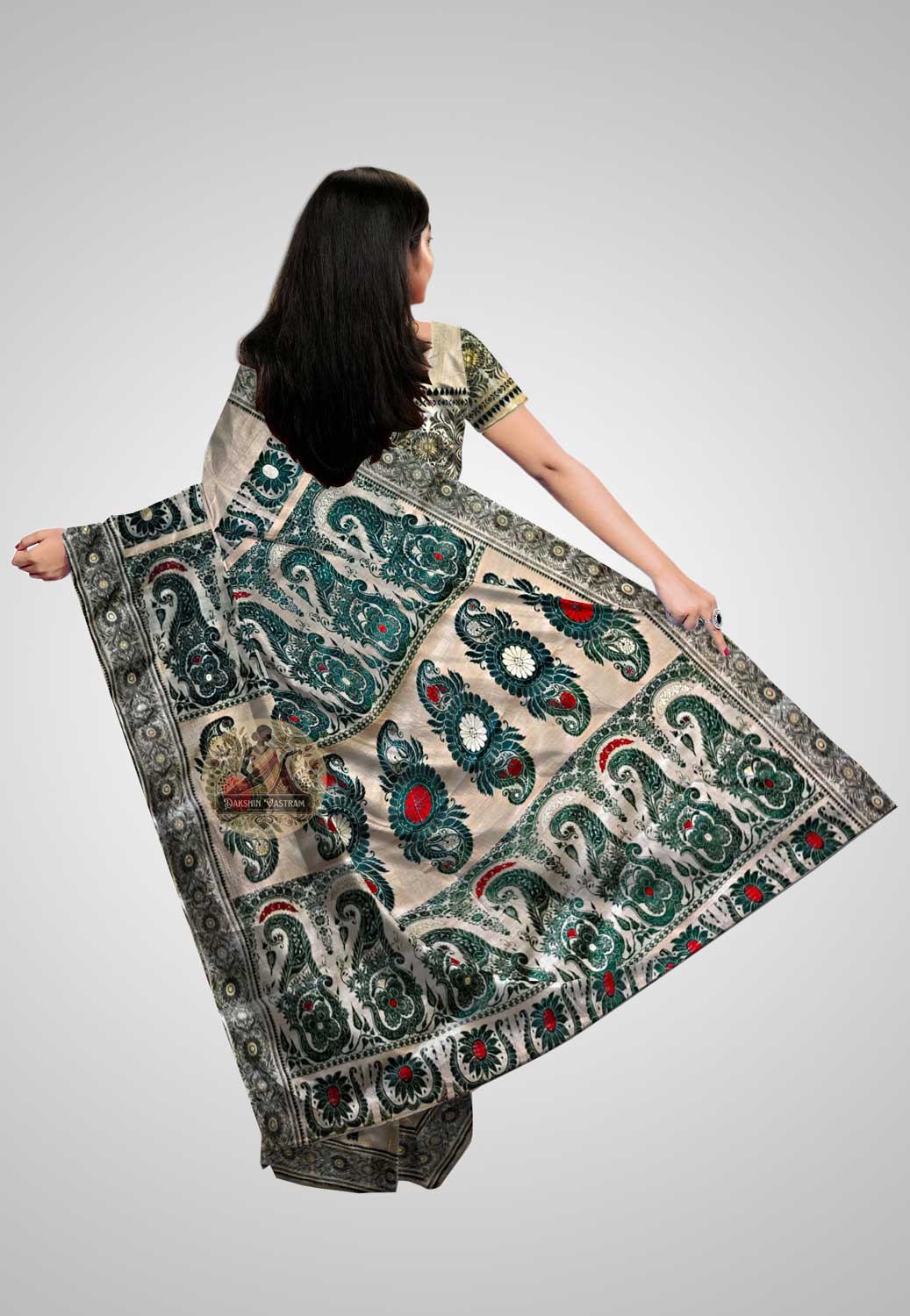 Buy Ghicha Tussar Saree online – Ghicha Tussar Saree rear view