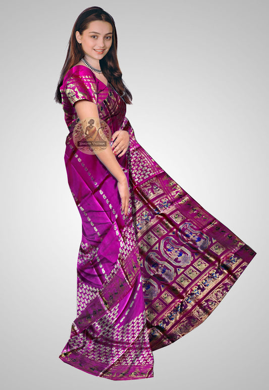 Buy Swarnachari Silk Saree online – Elegant Handloom Swarnachari Silk side view