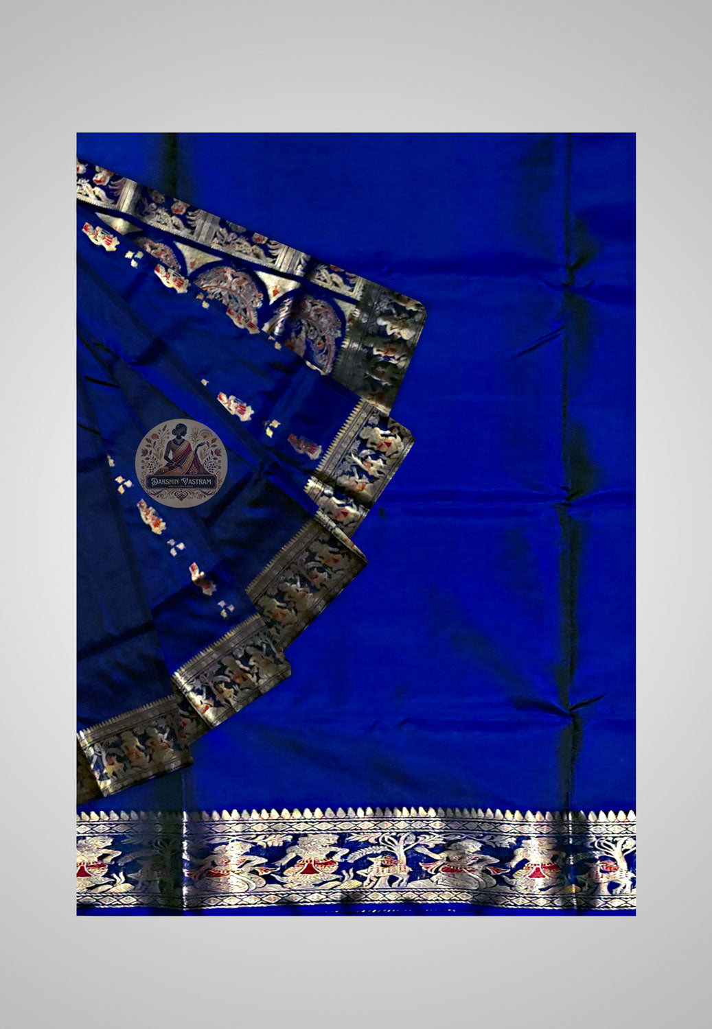 Full saree view displaying the exquisite patterns and opulent texture