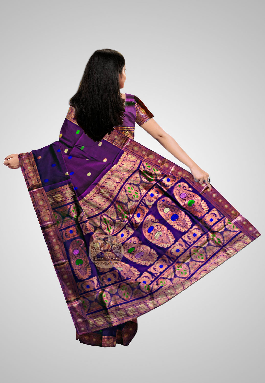Buy Handloom Swarnachari Pure Silk Saree online – rear view