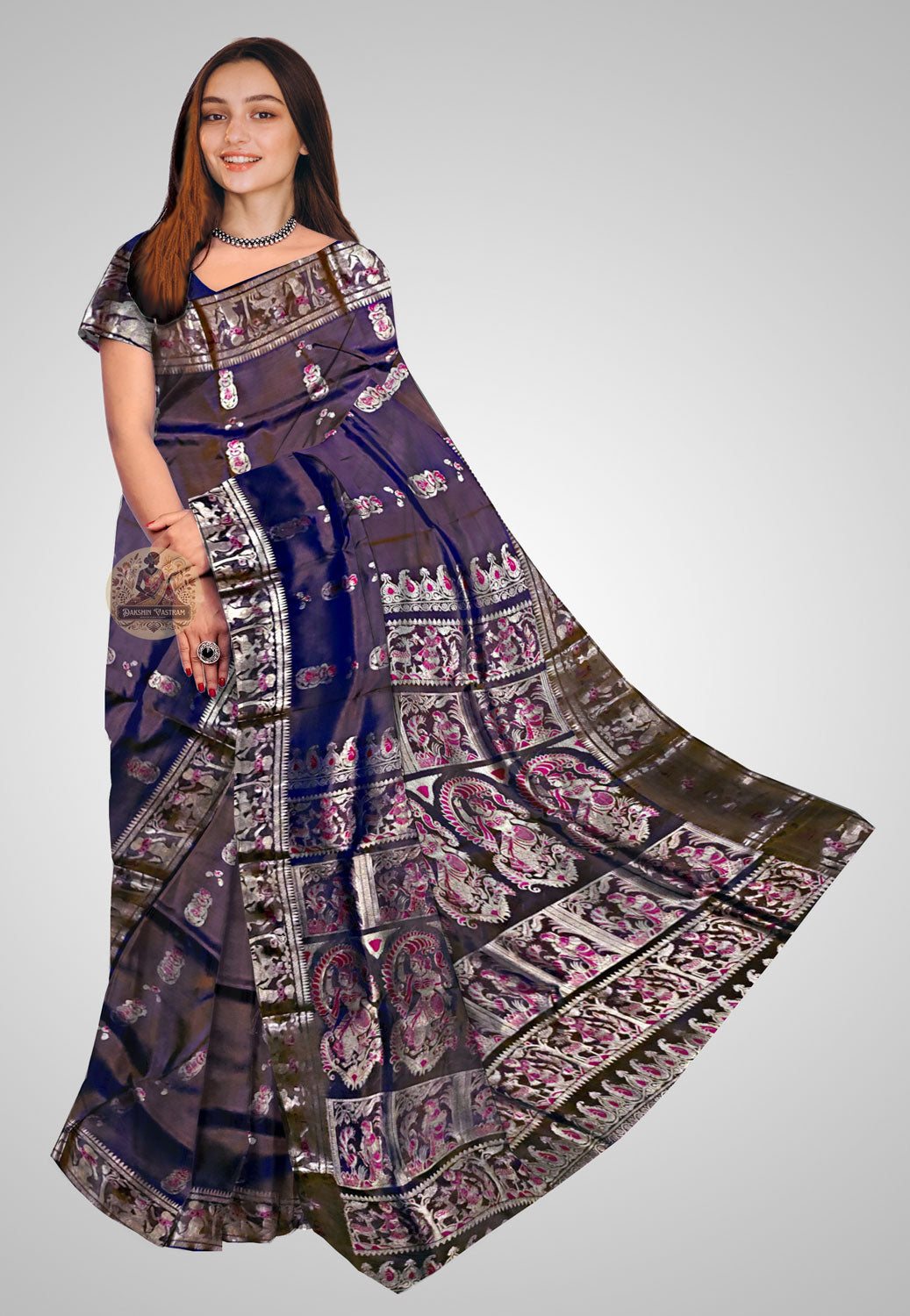 Handloom Swarnachari silk saree with intricate golden design