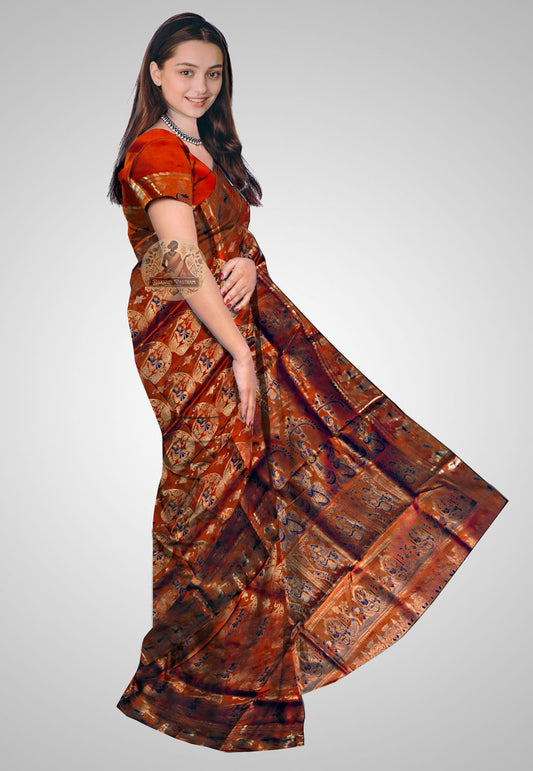 Buy Handloom Swarnachari Pure Silk Saree online – side view