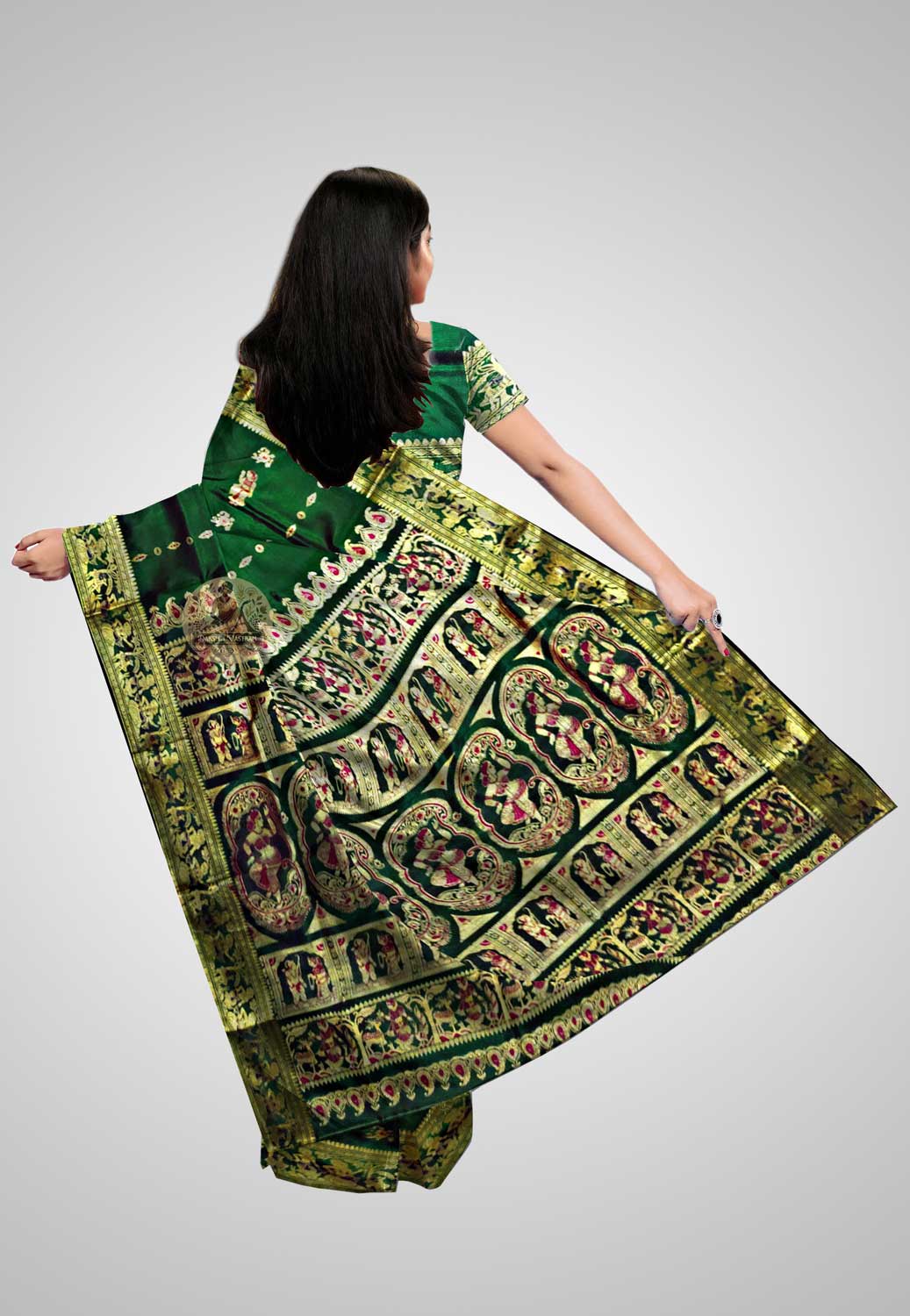 Smooth, glossy pure silk saree with exquisite craftsmanship