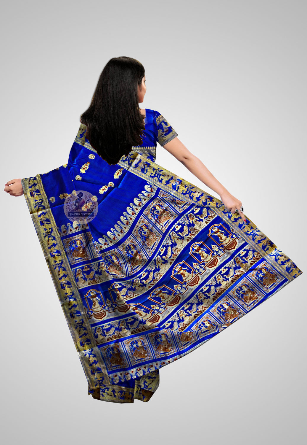 Traditional handwoven Baluchari saree with elegant detailing