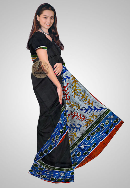 Luxury Pure Silk Saree online – Artistic side profile in handloom