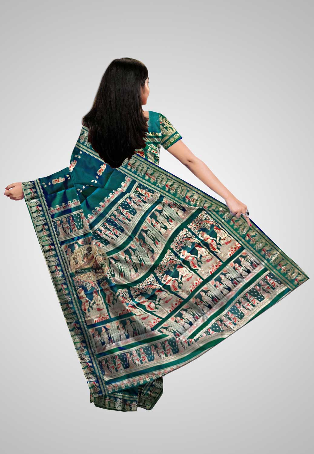 Buy Baluchari Silk Saree online – Baluchari Handloom Saree rear view