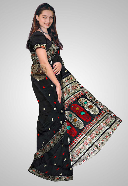 Buy Baluchari Silk Saree online – Handloom Baluchari Pure Silk Saree side view