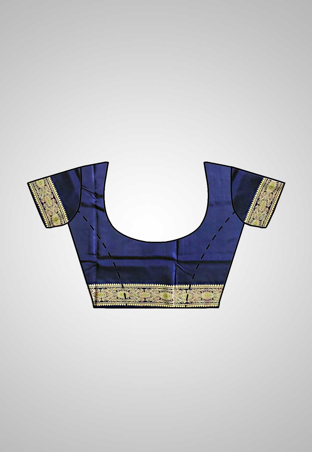 Blouse Piece: Matching blouse piece of the handwoven Baluchari Pure Silk Saree.