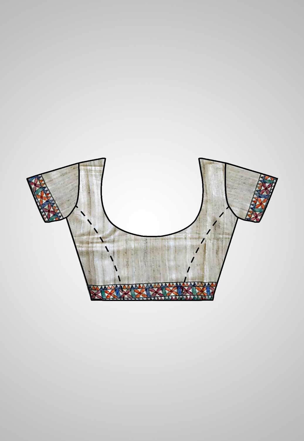 Buy Ghicha Tussar Saree online – Ghicha Tussar Saree blouse view