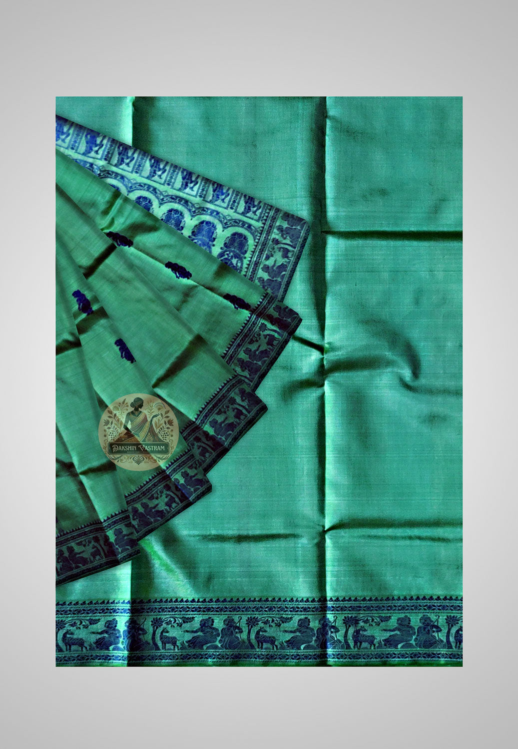 Buy Baluchari Silk Saree online – Handloom Baluchari Pure Silk Saree full saree view
