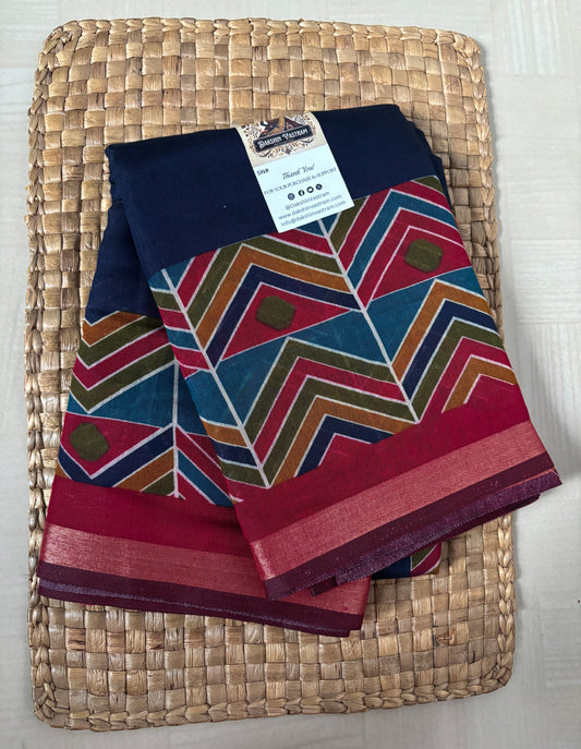 Buy Maheshwari Cotton Saree online – Elegant Maheshwari Cotton Saree side view