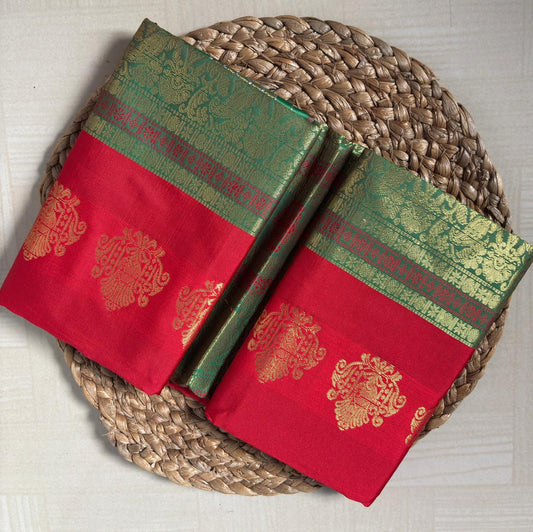 Buy Semi Silk Saree in Midnight Blue online – Semi Silk Saree side view