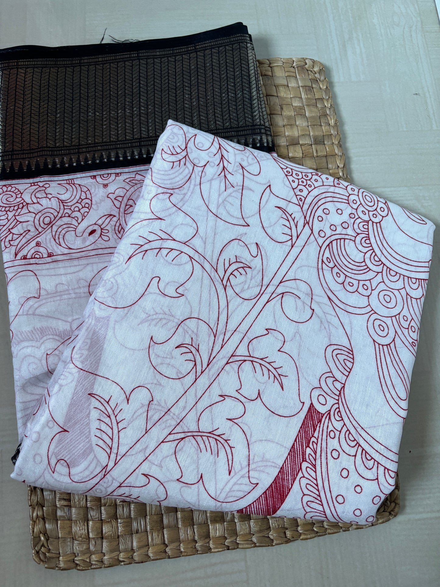 Buy Dola Silk Saree online – White Dola Silk Saree front view