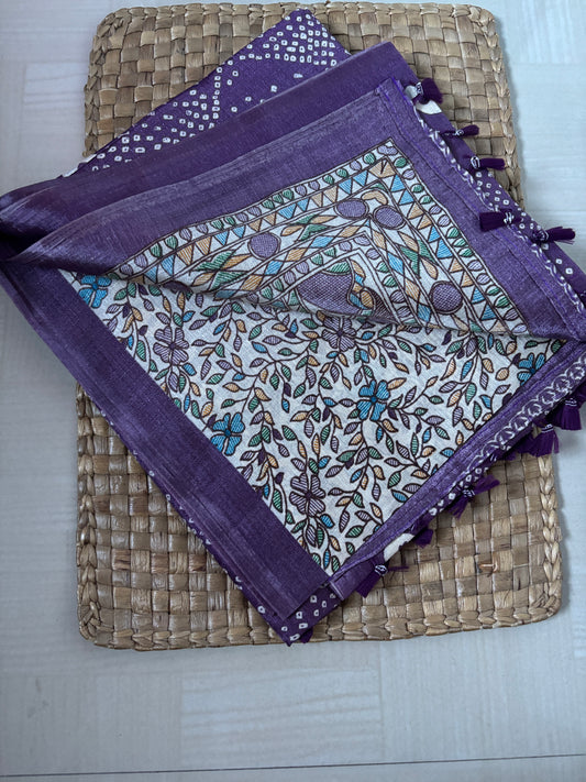 Buy Art Silk Saree online – Purple Art Silk Saree side view