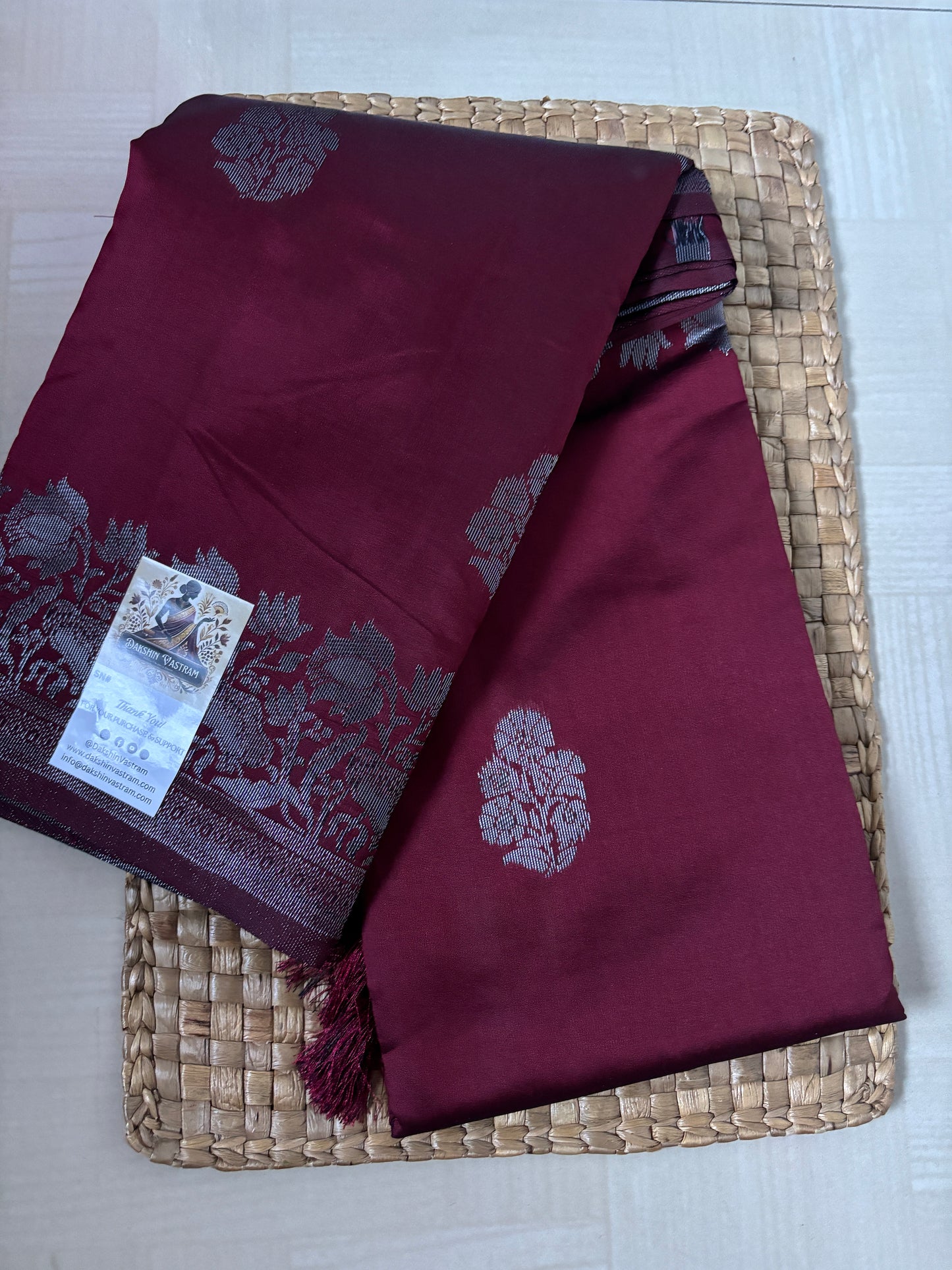 Buy Semi Silk Saree online – Plum Purple Saree rear view