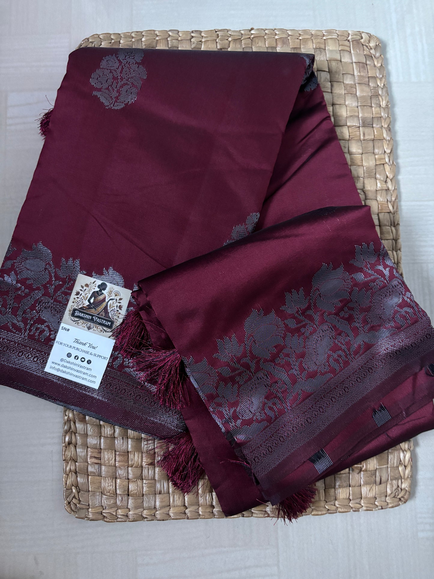 Buy Semi Silk Saree online – Full saree with silver border
