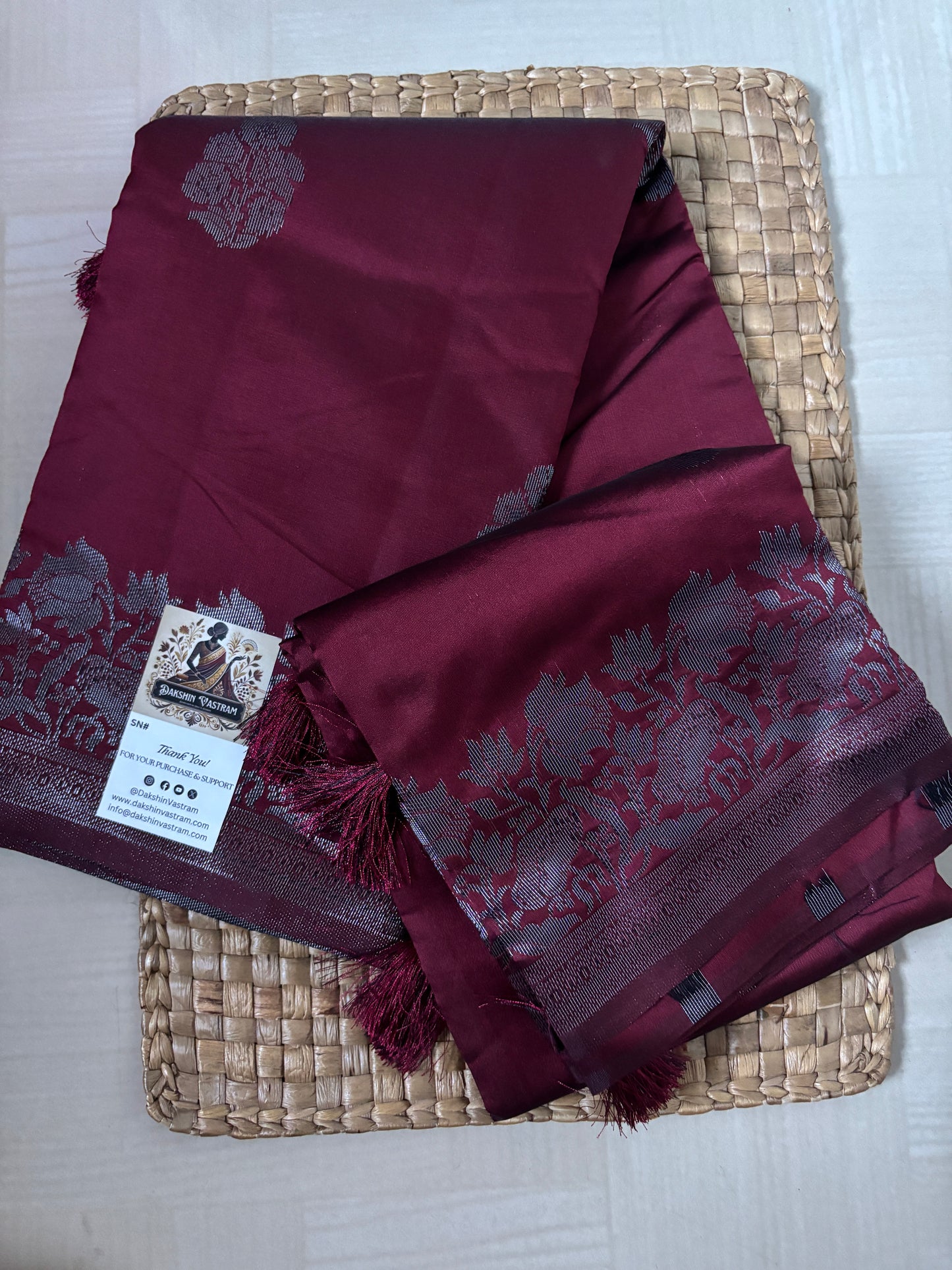 Buy Semi Silk Saree online – Plum Purple Saree front view