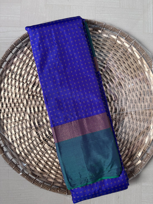 Buy Soft Silk Saree online – Blue Buti Saree side view