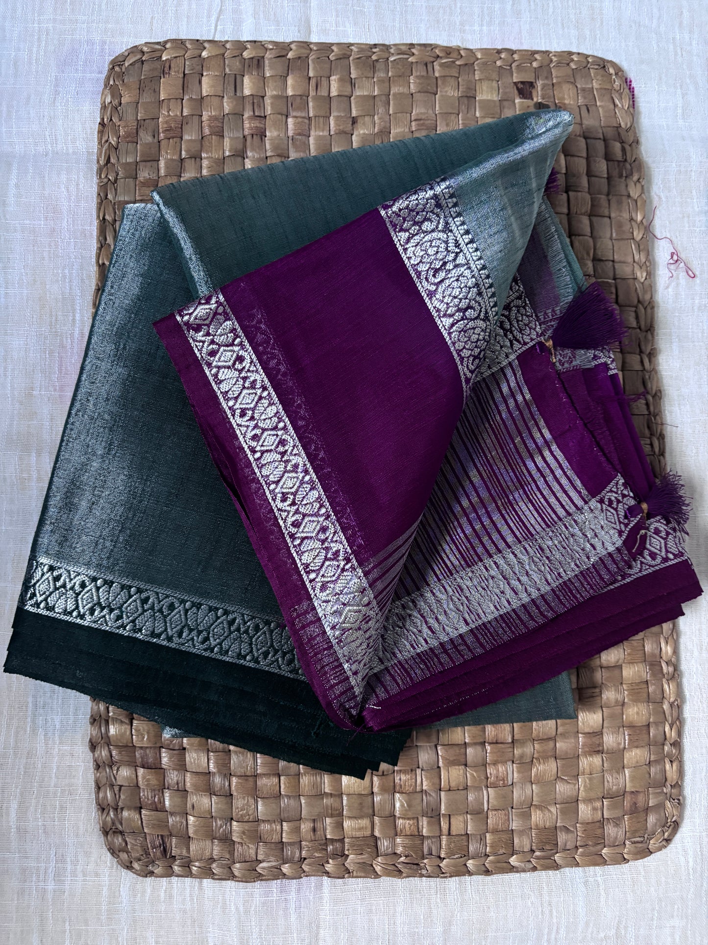 Buy Tissue Silk Saree online – Delicate handwoven saree front view