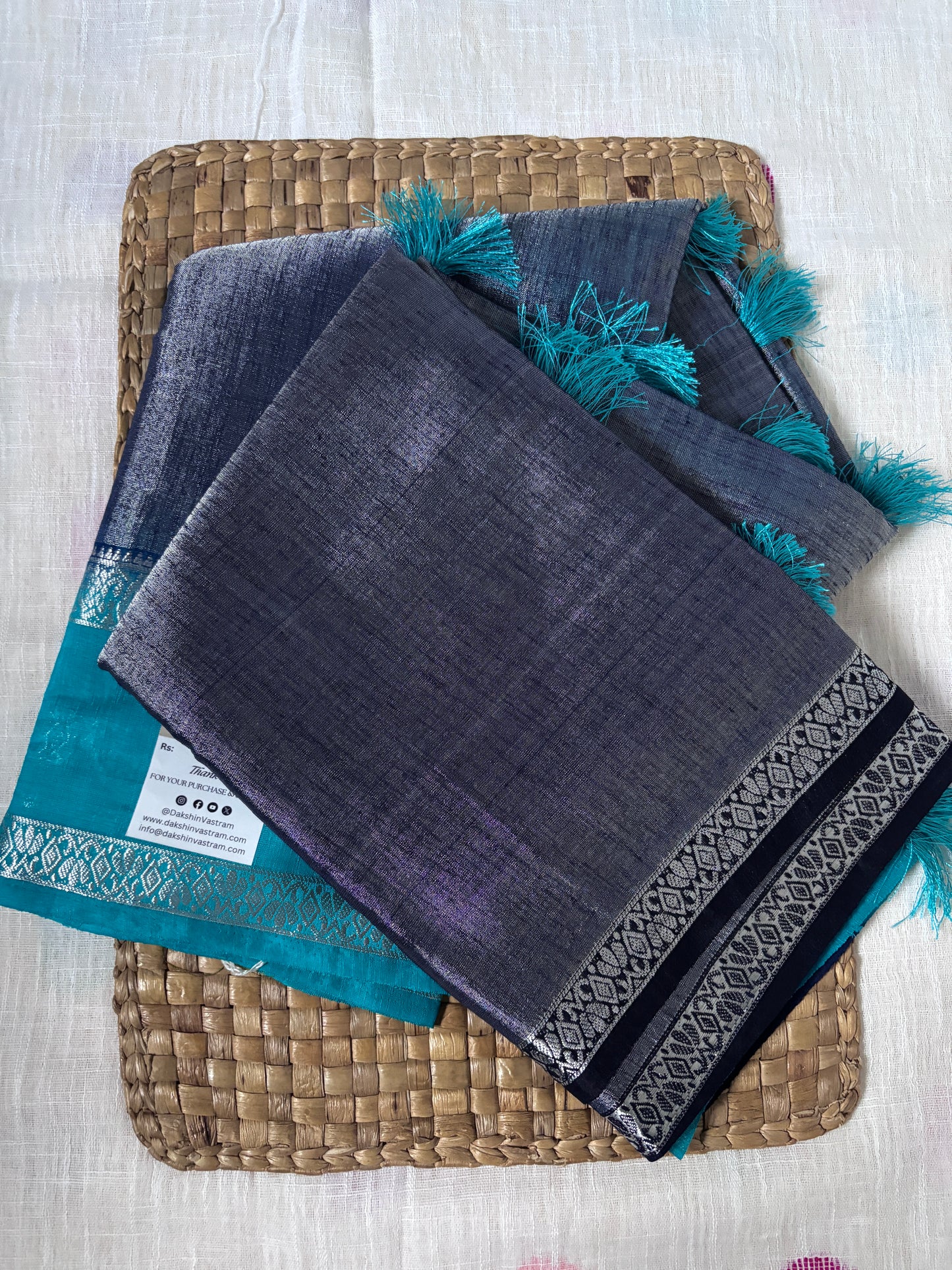 Buy Tissue Silk Saree online – Handloom front view with subtle shimmer