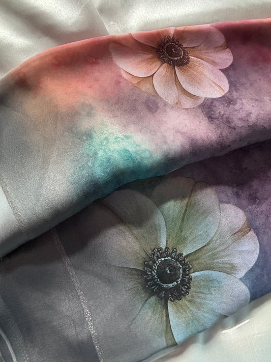 Shop Premium Georgette Saree online – Side profile with soft pleats