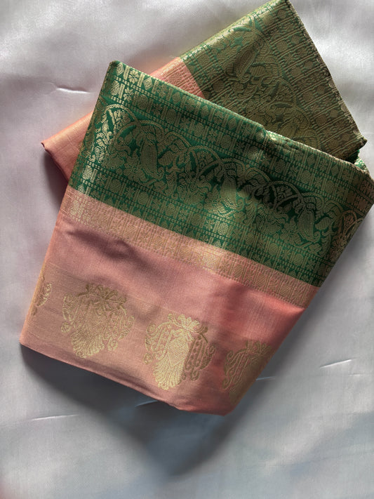 Shop Semi Silk Sarees online – Side view showcasing woven pattern