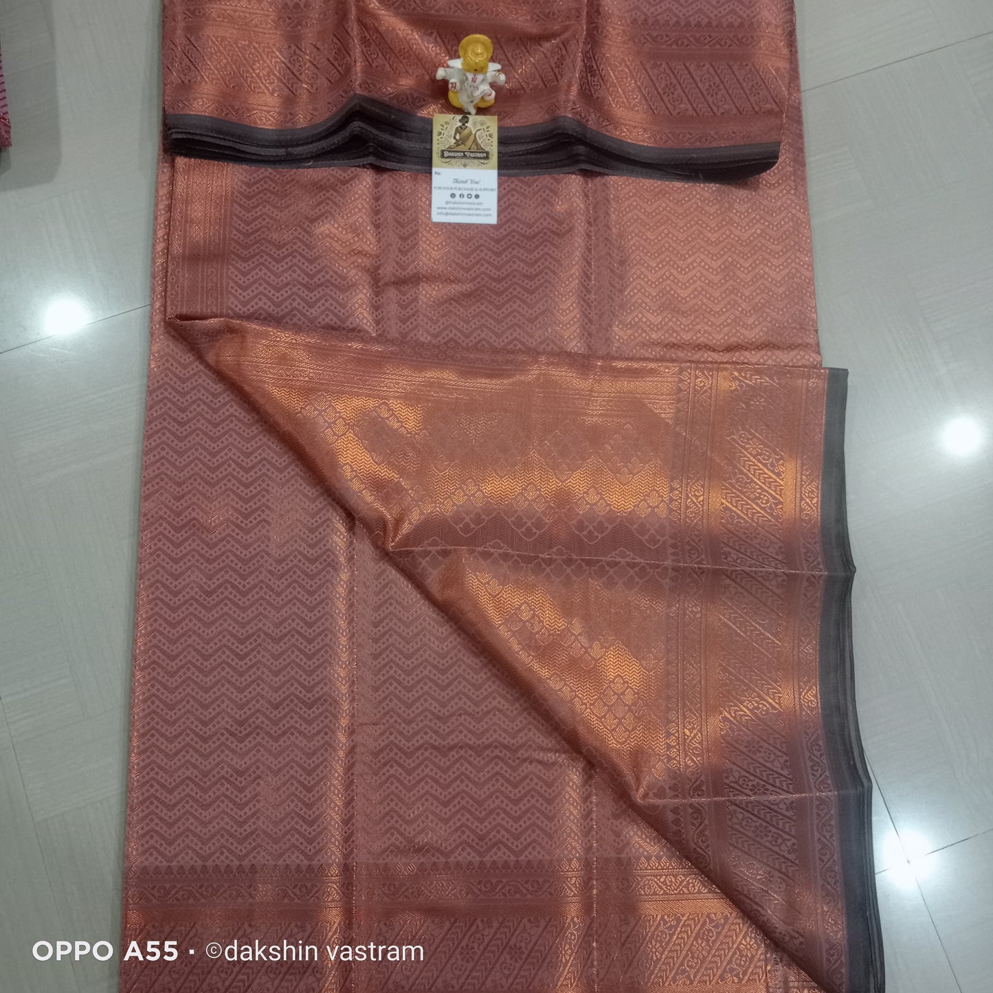 Rear view of Mow Silk Saree, emphasizing its soft, breathable organic silk and elegant drape.