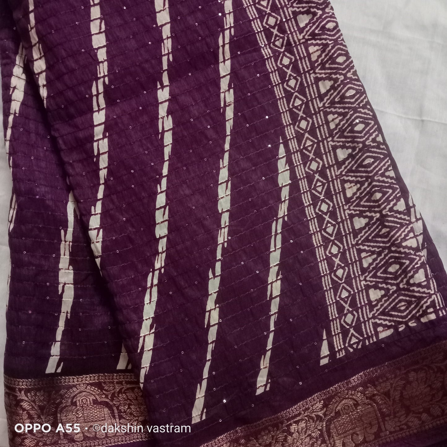 Blouse Piece: Matching blouse piece of Sequins Silk Saree, complementing the elegant silk fabric.