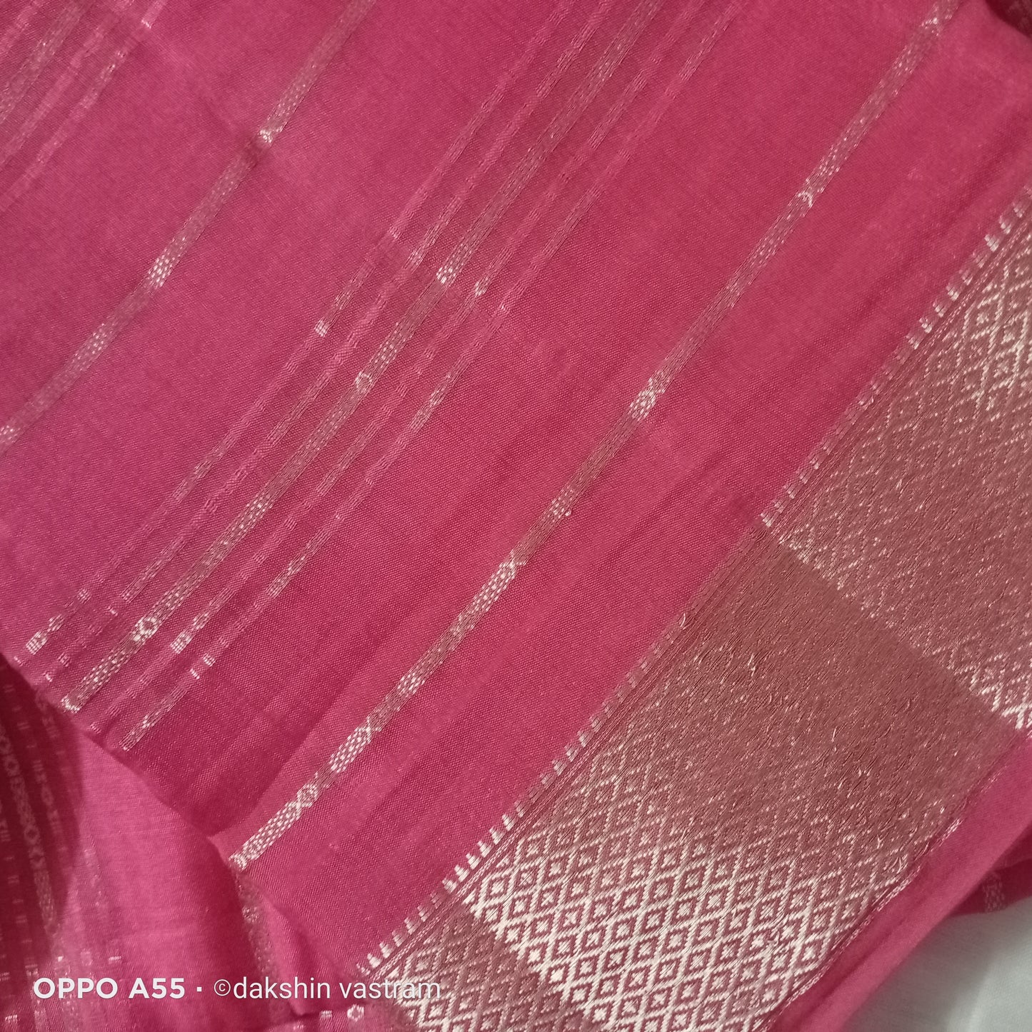 Front side view of Tussar Silk showcasing its soft texture and luxurious drape